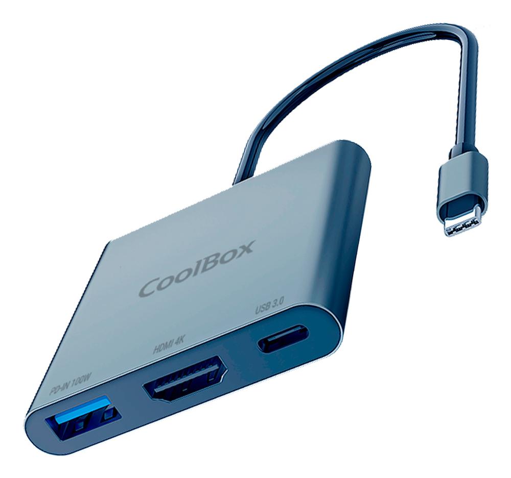 Minidock coolbox c31 aluminio usb - c a hdmi 4k - usb - a - usb - c 3.2 gen1 pc - mac - consolas