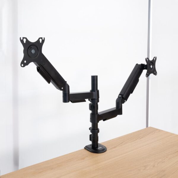 Soporte mesa tooq pantalla gira inclina 2 brazos 17 - 32 negro - Imagen 2