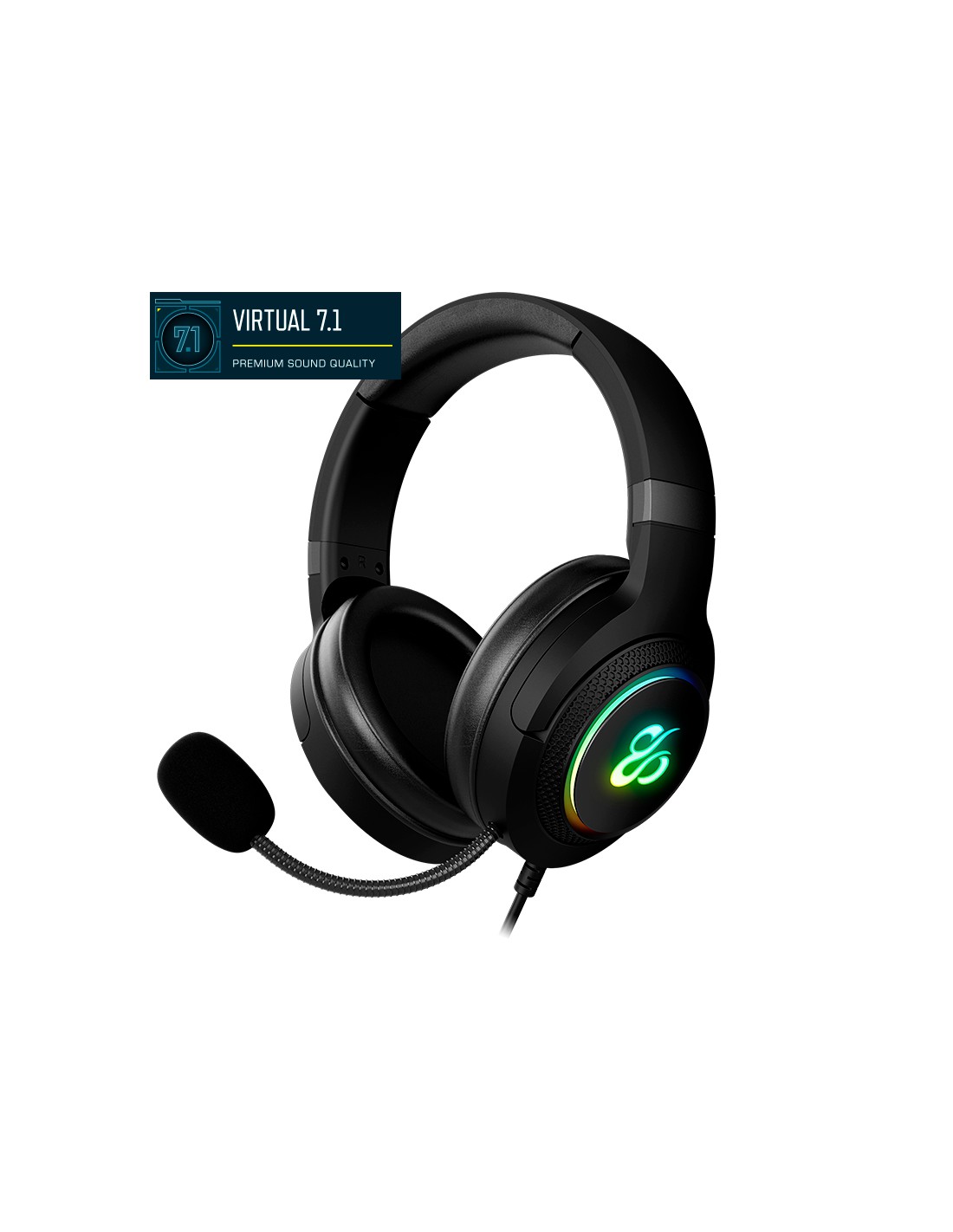 Auriculares gaming newskill sobek rgb 7.1 v2 usb - a microfono virtual negros - Imagen 2