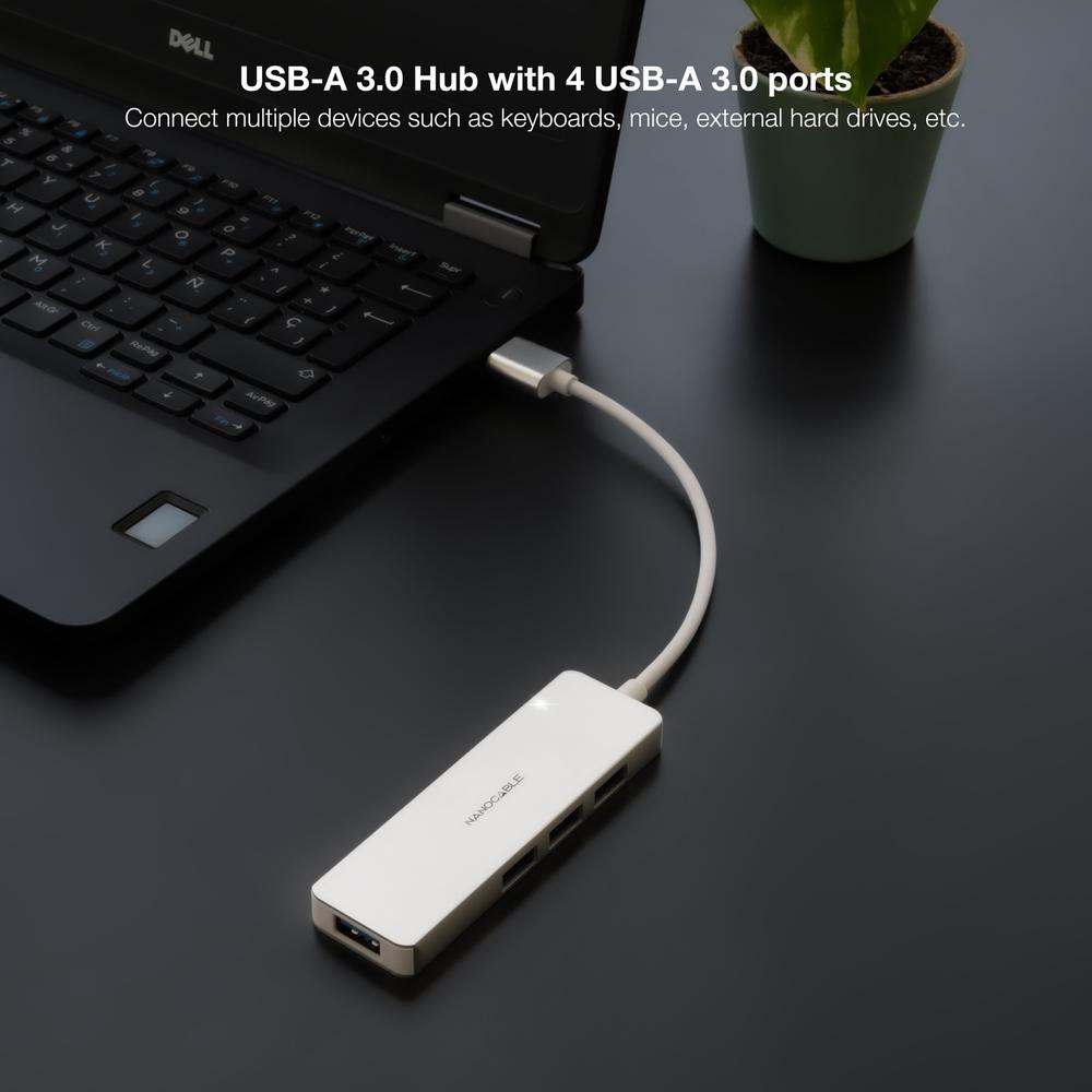 Hub nanocable usb - a 3.0. a 4xusb3.0 usb - a - m - usb 3.0 - h aluminio color plata 18 cm - Imagen 3