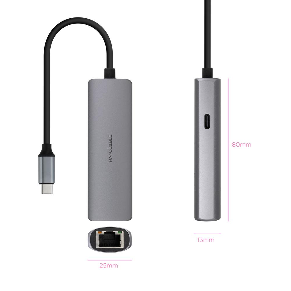 Adaptador coolbox usb - c 3.1 a rj45 con pd 100w usb - c - m aluminio color gris 18 cm - Imagen 2