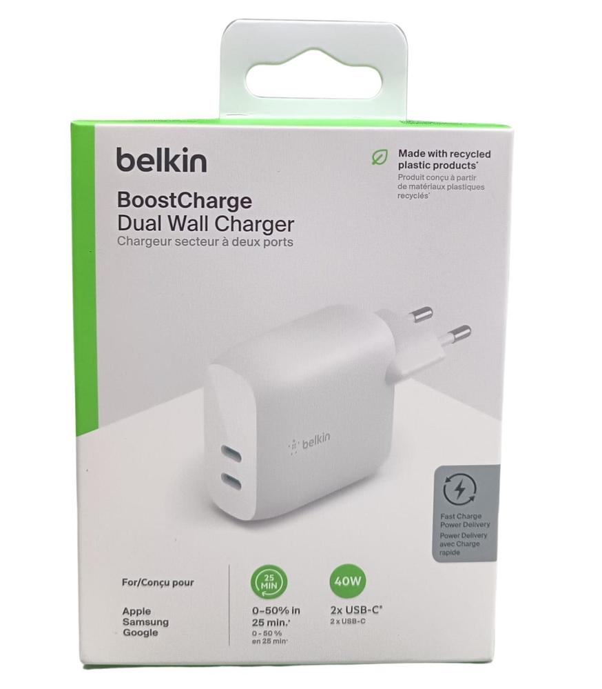 Cargador belkin wcb006vfwh 40w 2x usb tipo c blanco - Imagen 2
