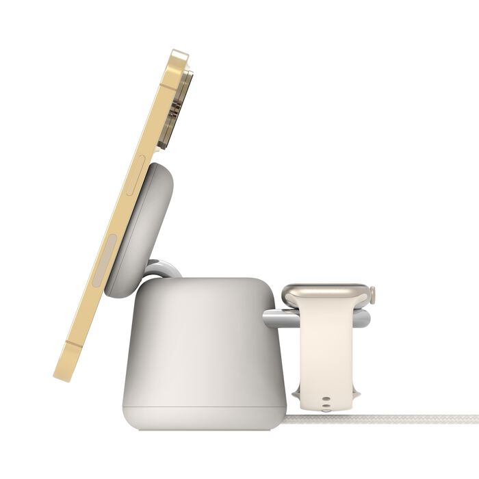 Base de carga powerhouse belkin wiz020vfh37 doble iphone iwatch airpods sand - Imagen 3