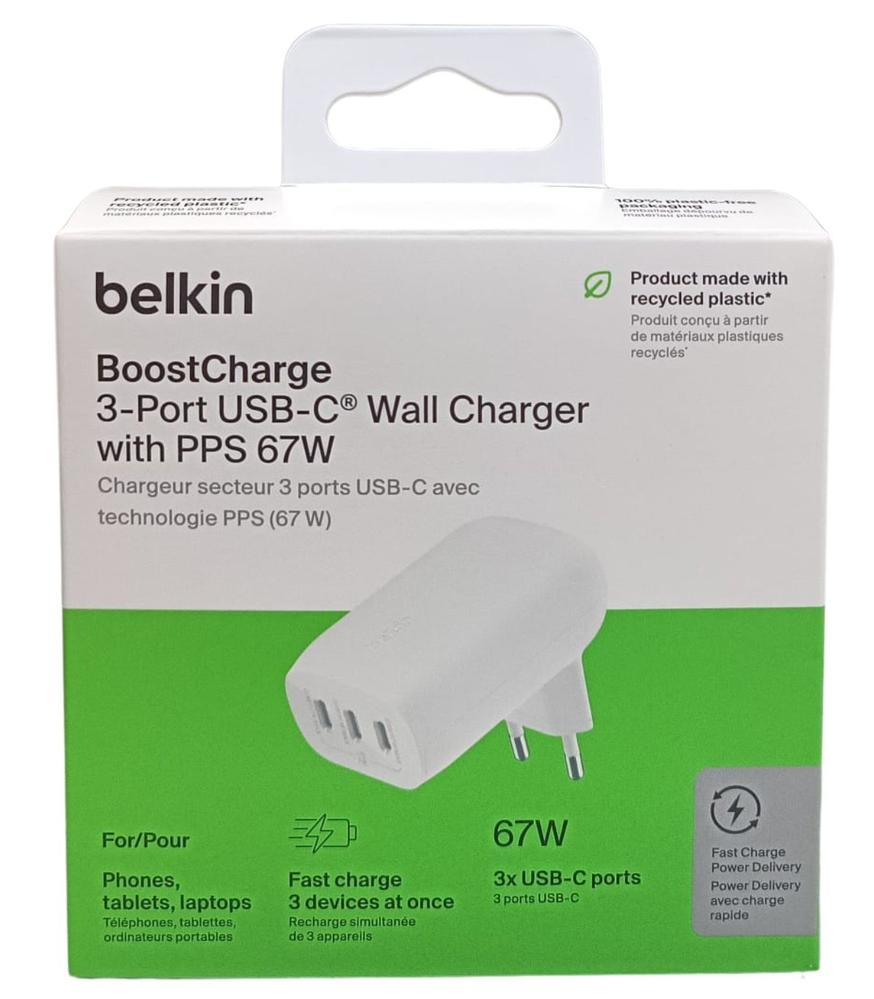 Cargador belkin wcc002vfwh 67w 3x usb tipo c blanco - Imagen 2