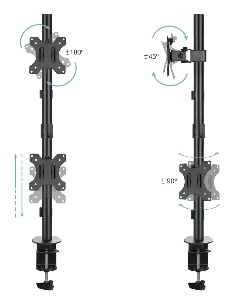 Soporte de mesa tooq 2 x 17 pulgadas - 32 pulgadas db1233tnv - b negro - Imagen 2