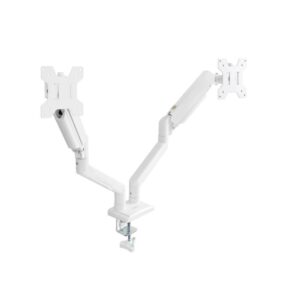 Soporte mesa tooq hasta 34 pulgadas vesa 100 x 100 max 10kg brazo doble blanco