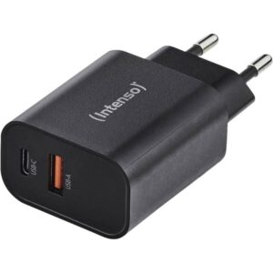 Cargador de pared intenso w30ac 15w  1x usb tipo a 1x usb tipo c negro