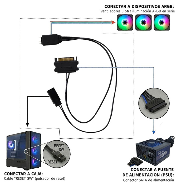 Controladora argb mini coolbox para ventilador gaming - Imagen 2