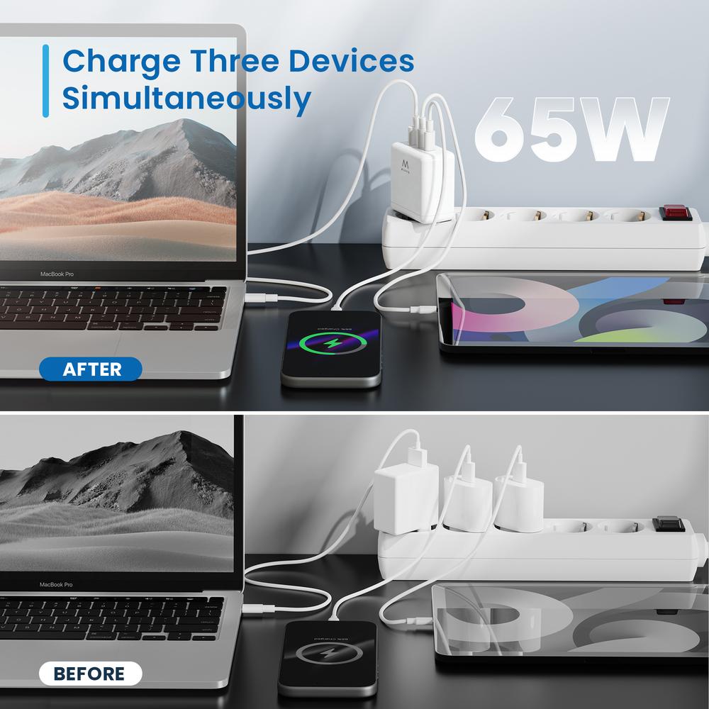Cargador ewent ew1333 95w 2x usb tipo c - usb tipo a - Imagen 3